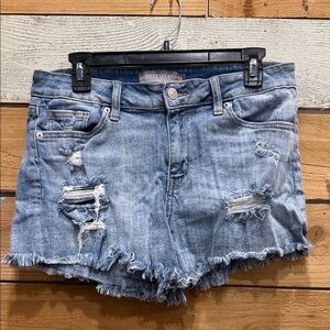 Just USA Women's Ripped Jean Shorts - Light Blue